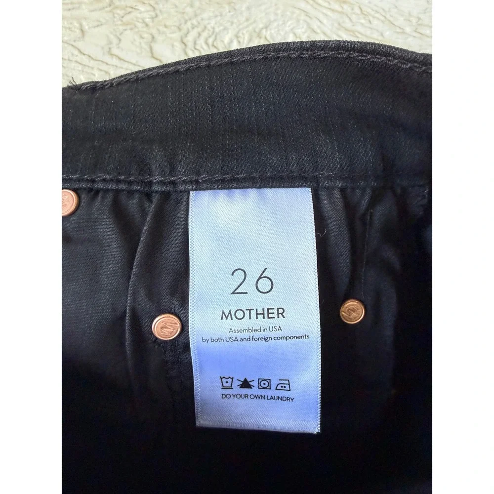 Mother The Insider Crop Step Fray Jeans Not Guilty Black High Rise Size 26